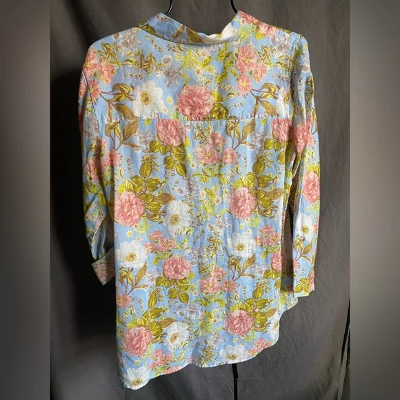 NWT Joie Floral Button-Up Linen Shirt Large - Picture 10 of 11